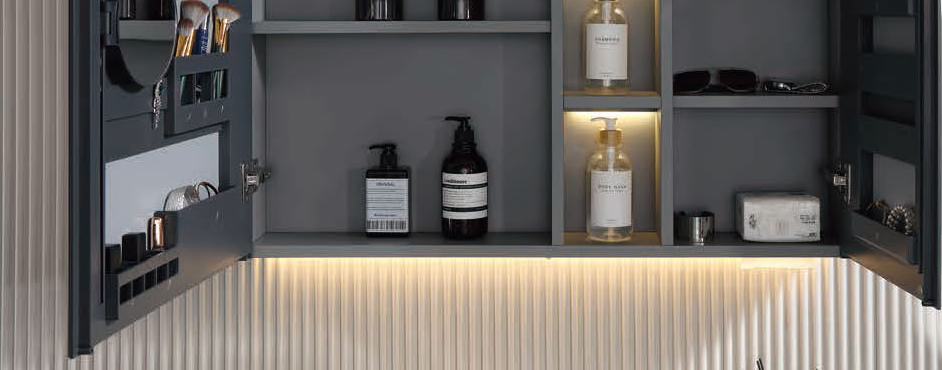 LD-5365 mirror-cabinet storage and lighting detail