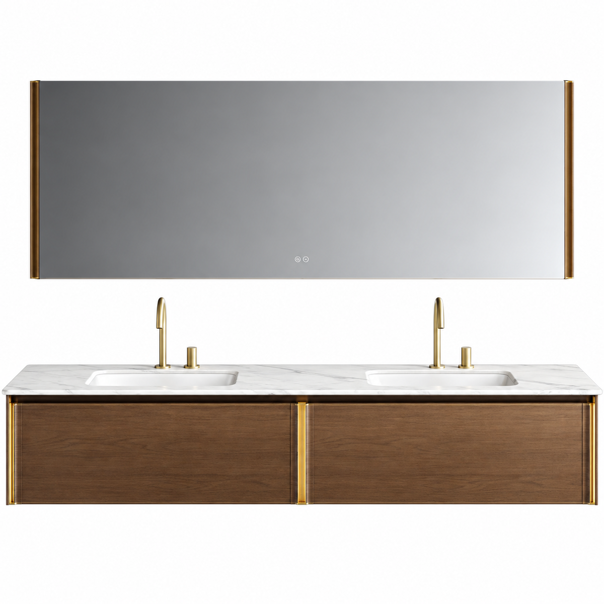 NB-3008-200 vanity cabinet, basin and matching mirror on white background