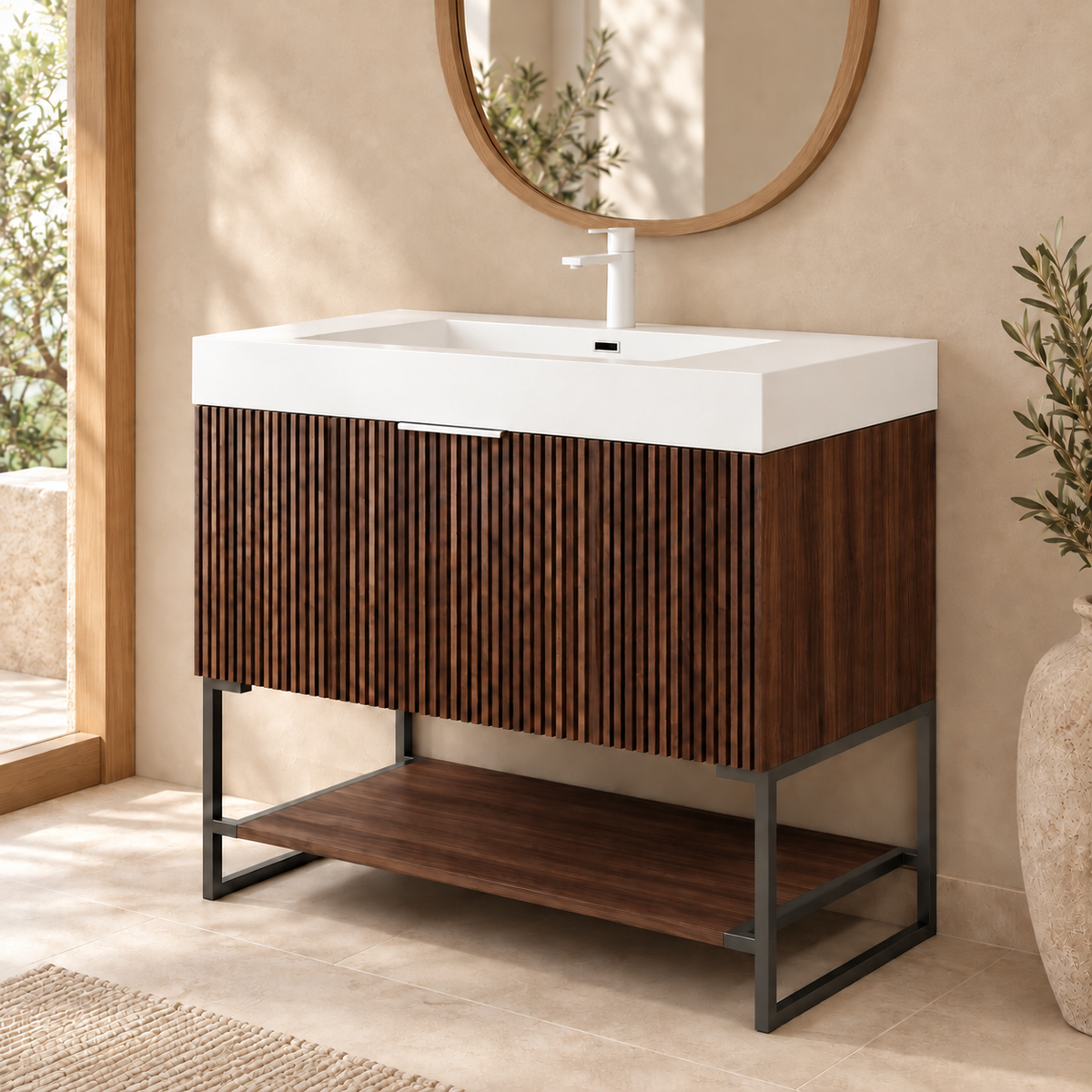 SANIKB YOLAN-WAL bathroom vanity in an illustrative bathroom setting