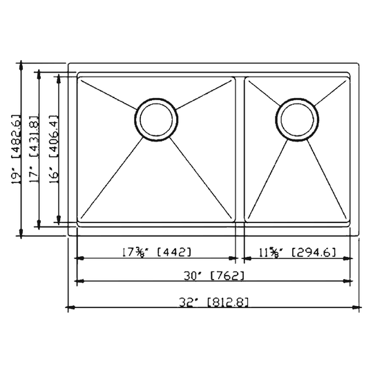 SANIKB W3219D-L(60/40) dimension drawing