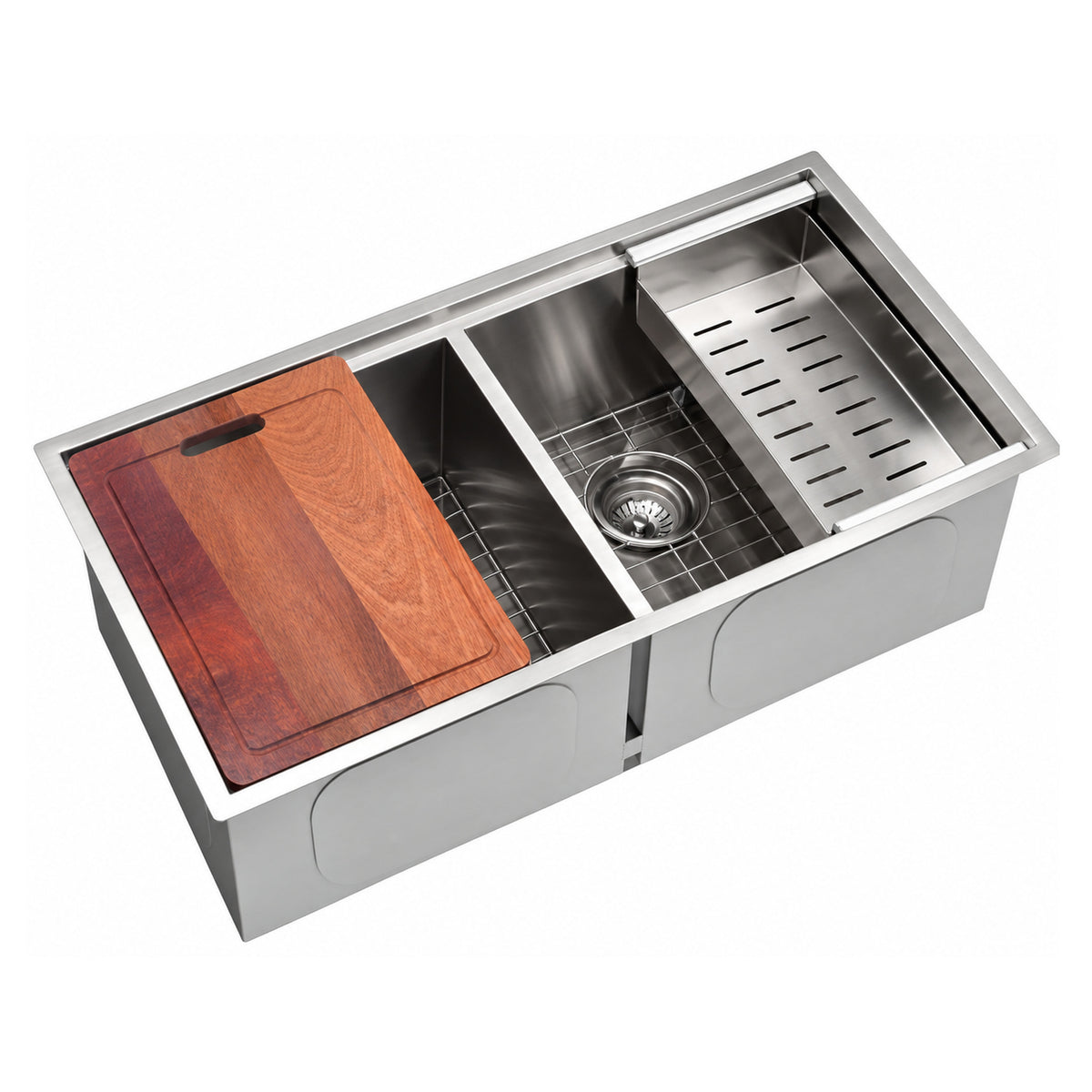 SANIKB W3319D(50/50) — 16-Gauge Ledge 50/50 Double Bowl Undermount Kitchen Sink 33x19, 10" De
