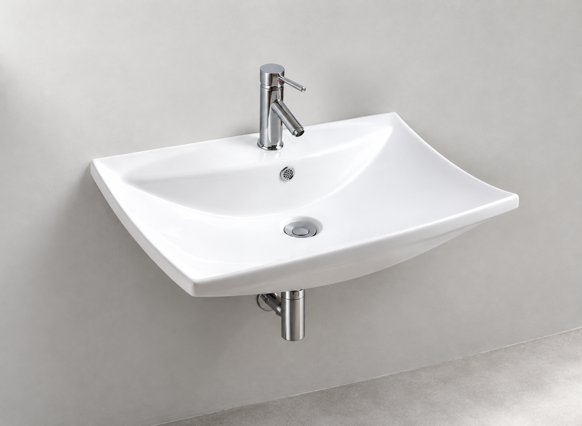 SANIKB D116 white wall-mounted ceramic basin