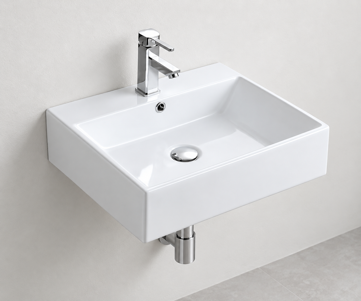 SANIKB D337 white wall-mounted ceramic basin
