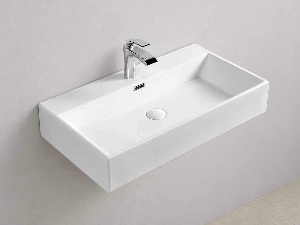 SANIKB D382 white wall-mounted ceramic basin