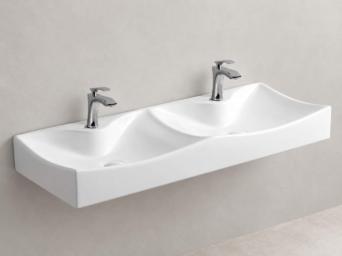 SANIKB D401 white wall-mounted ceramic basin