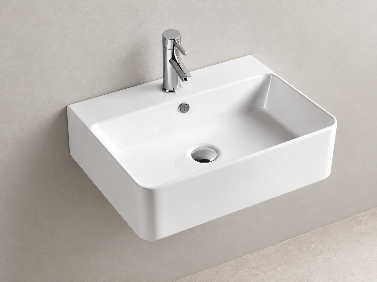 SANIKB D405 white wall-mounted ceramic basin