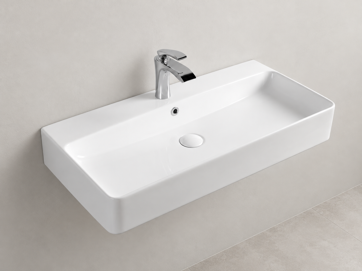 SANIKB D419 white wall-mounted ceramic basin