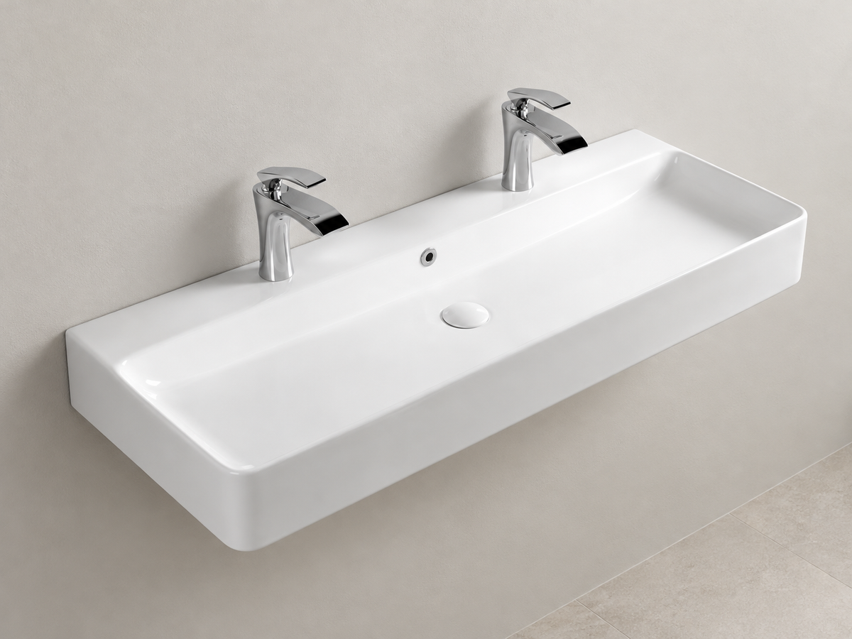 SANIKB D428 white wall-mounted ceramic basin