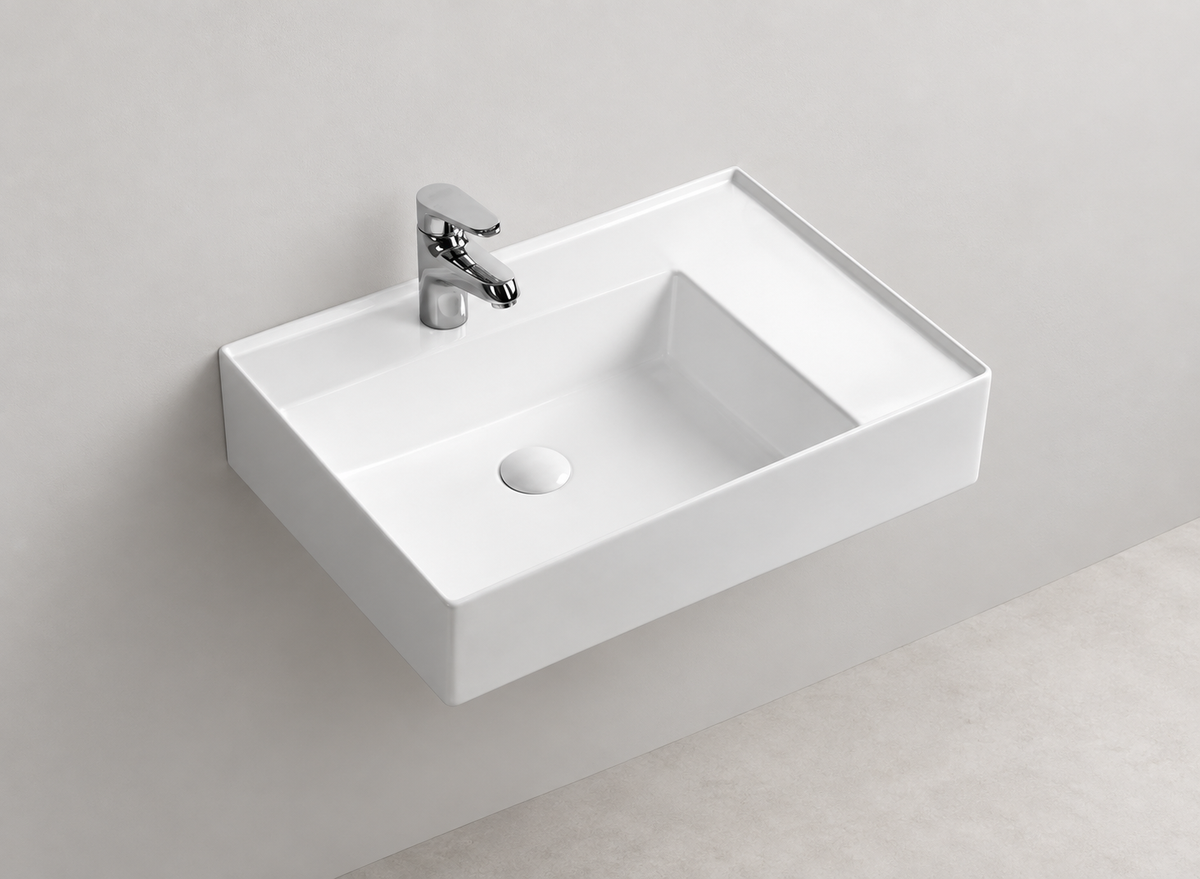 SANIKB D485A white wall-mounted ceramic basin