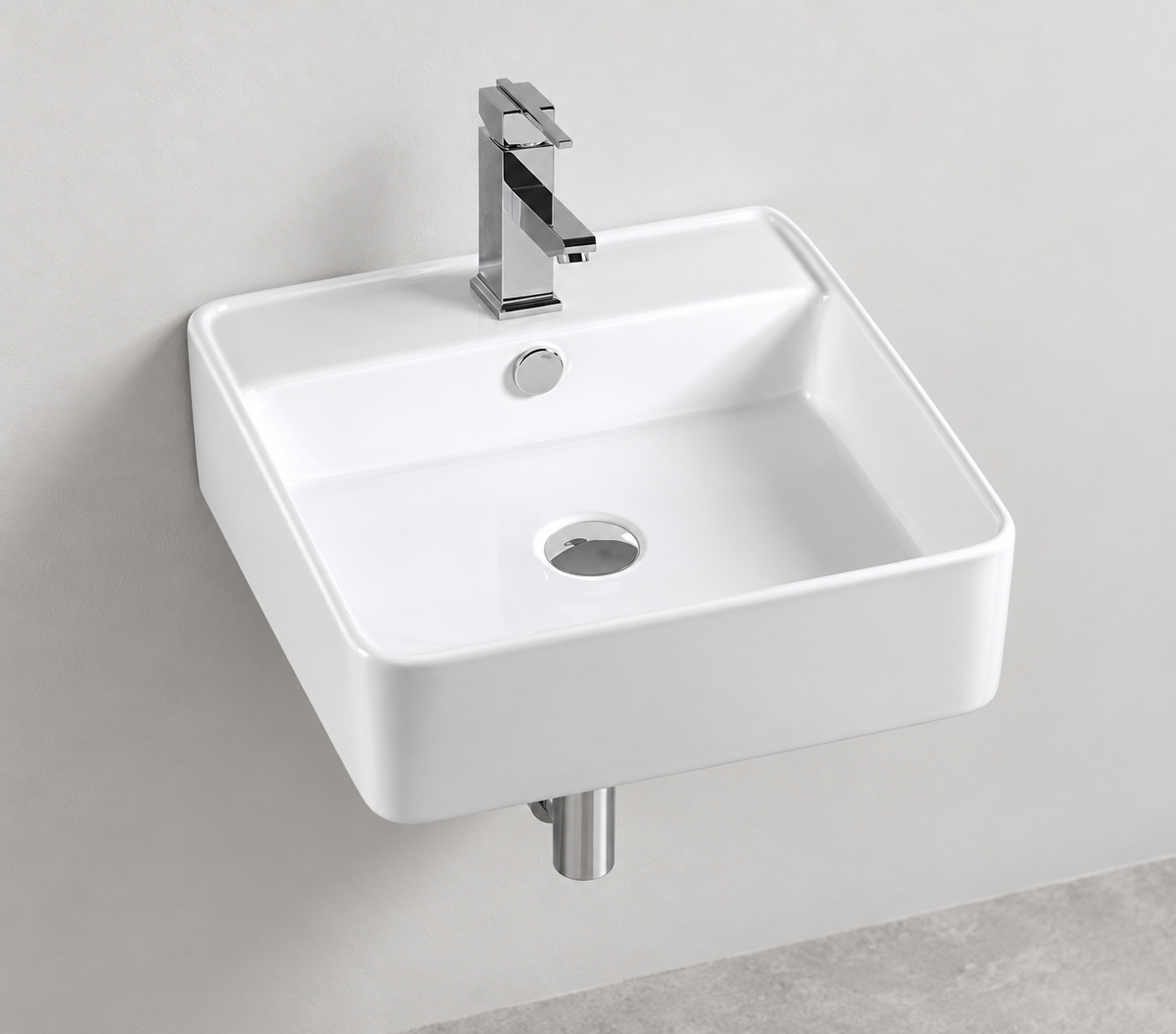 SANIKB D55A white wall-mounted ceramic basin