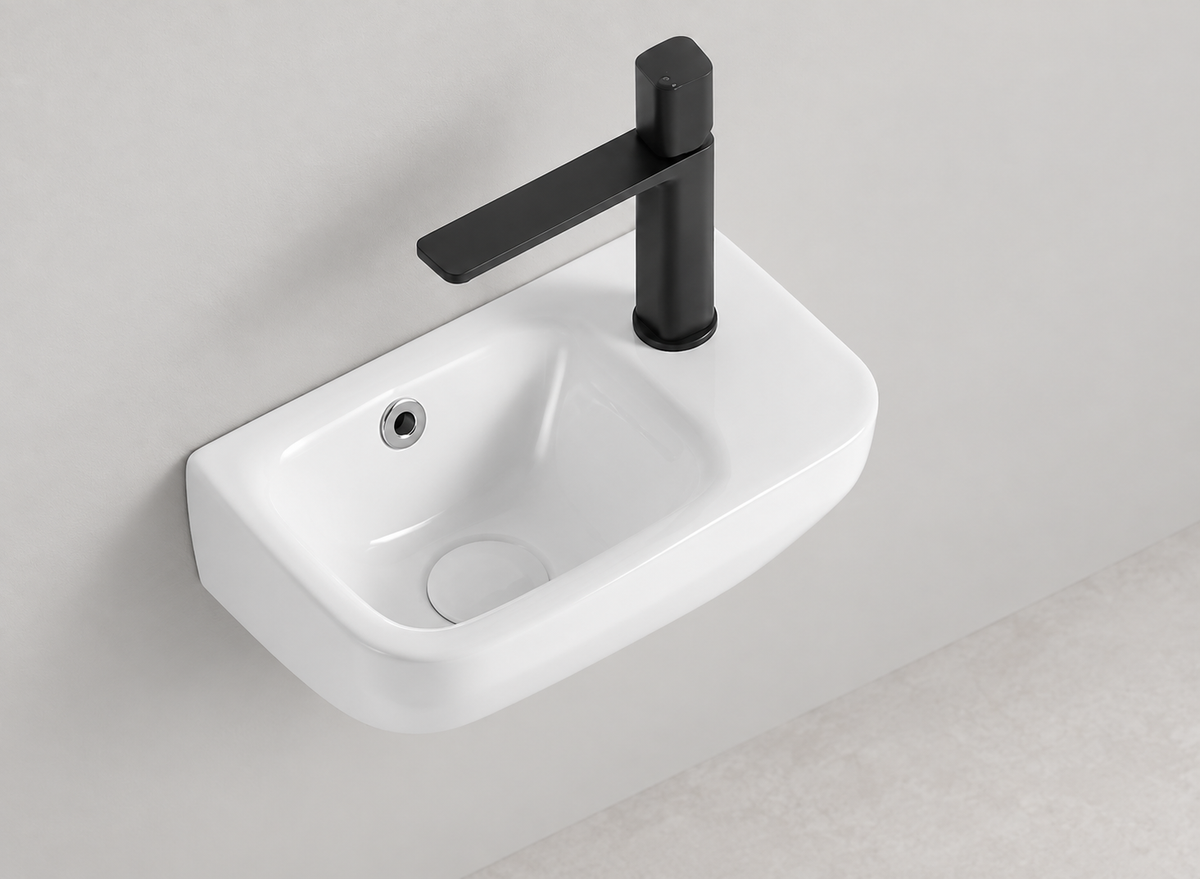 SANIKB D593A white wall-mounted ceramic basin