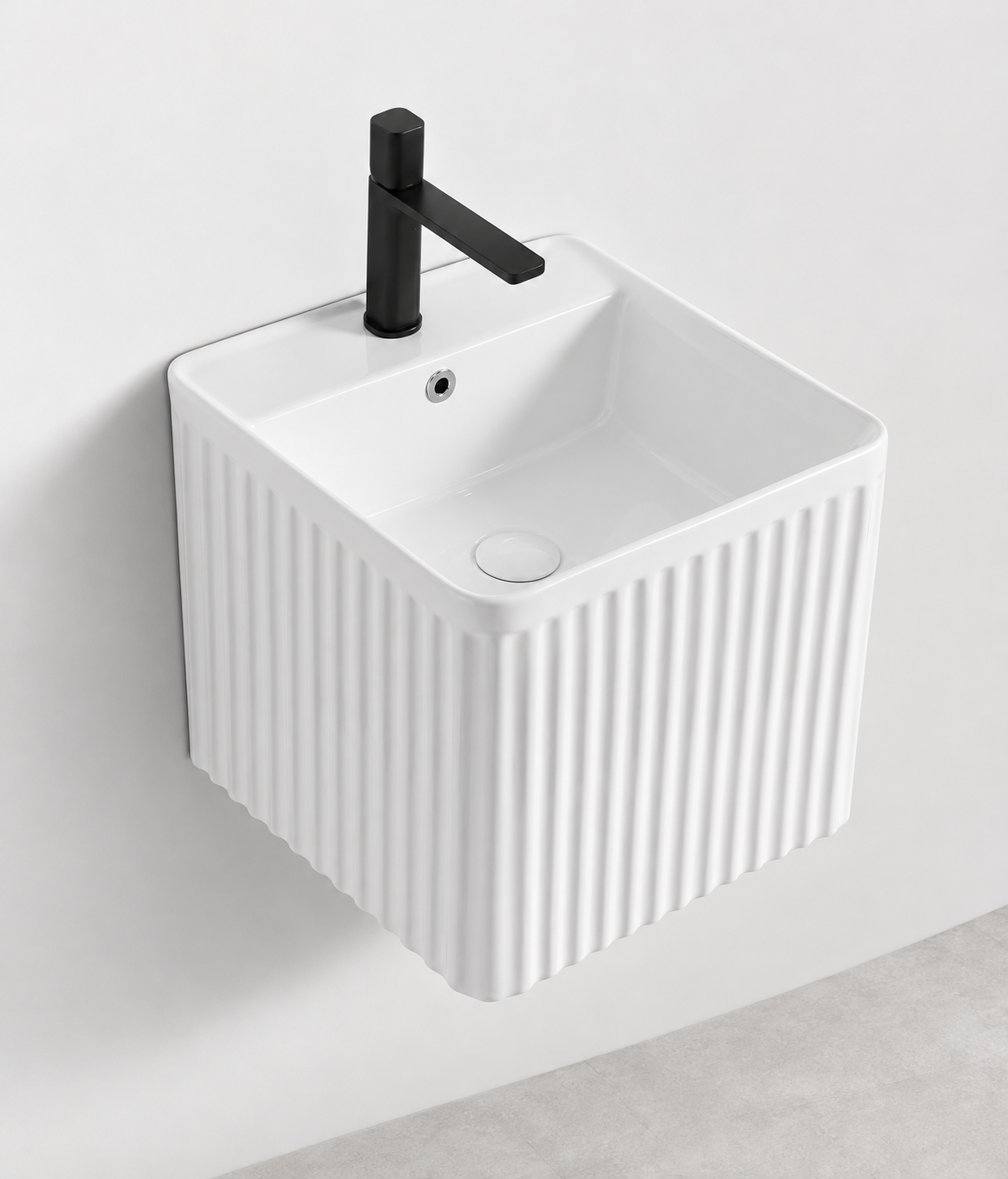 SANIKB D6016 white wall-mounted ceramic basin