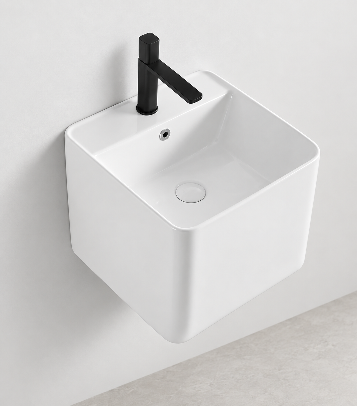 SANIKB D6016A white wall-mounted ceramic basin