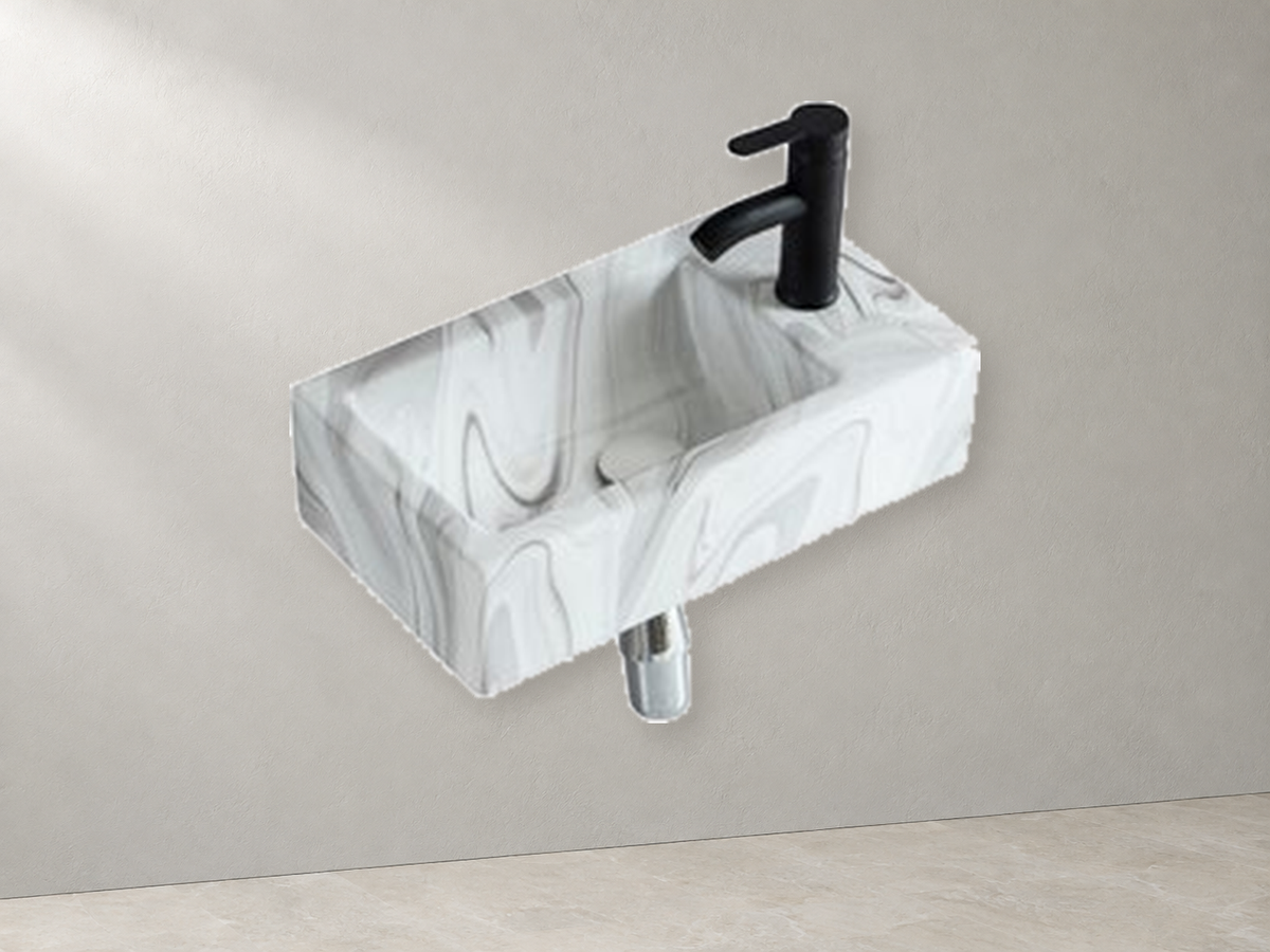 SANIKB SHY-3043LD137 white / grey veins wall-mounted ceramic basin