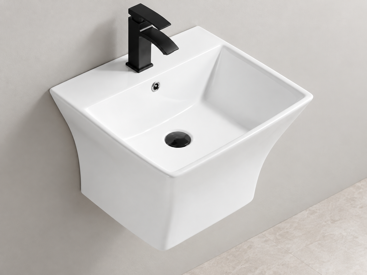 SANIKB SHY-3093B white wall-mounted ceramic basin