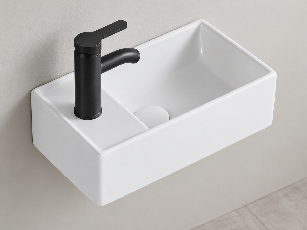 SANIKB SHY-3118R white wall-mounted ceramic basin