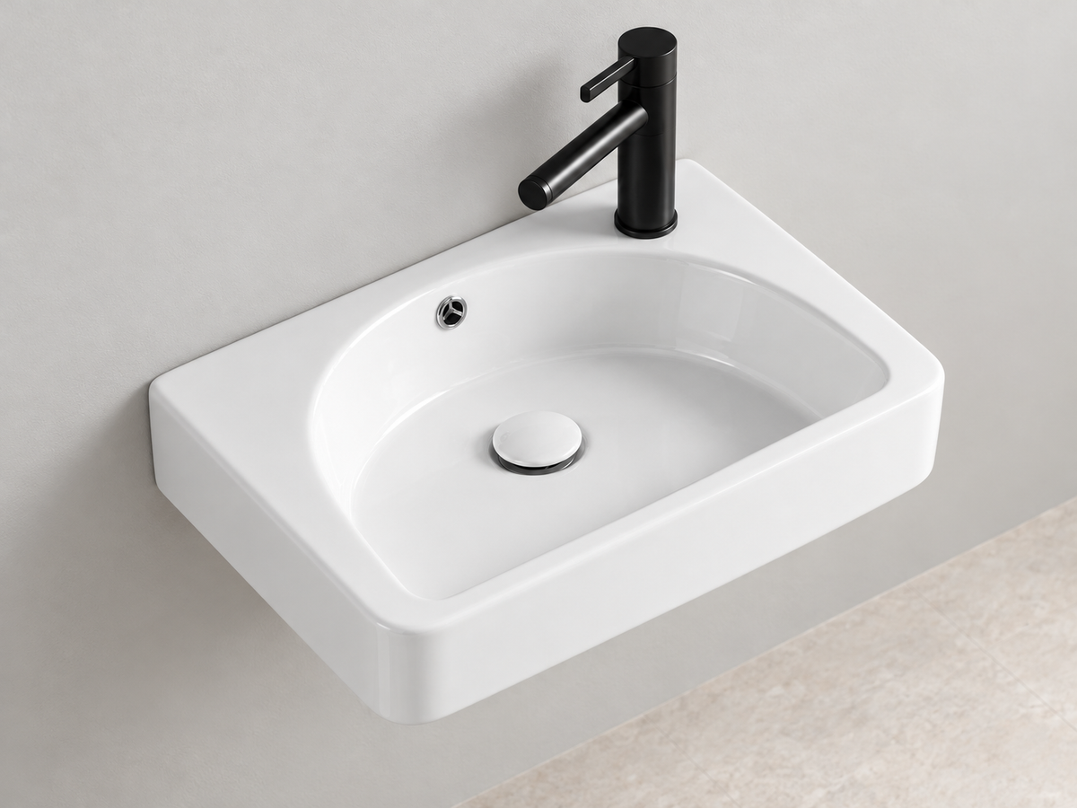 SANIKB SHY-3122 white wall-mounted ceramic basin