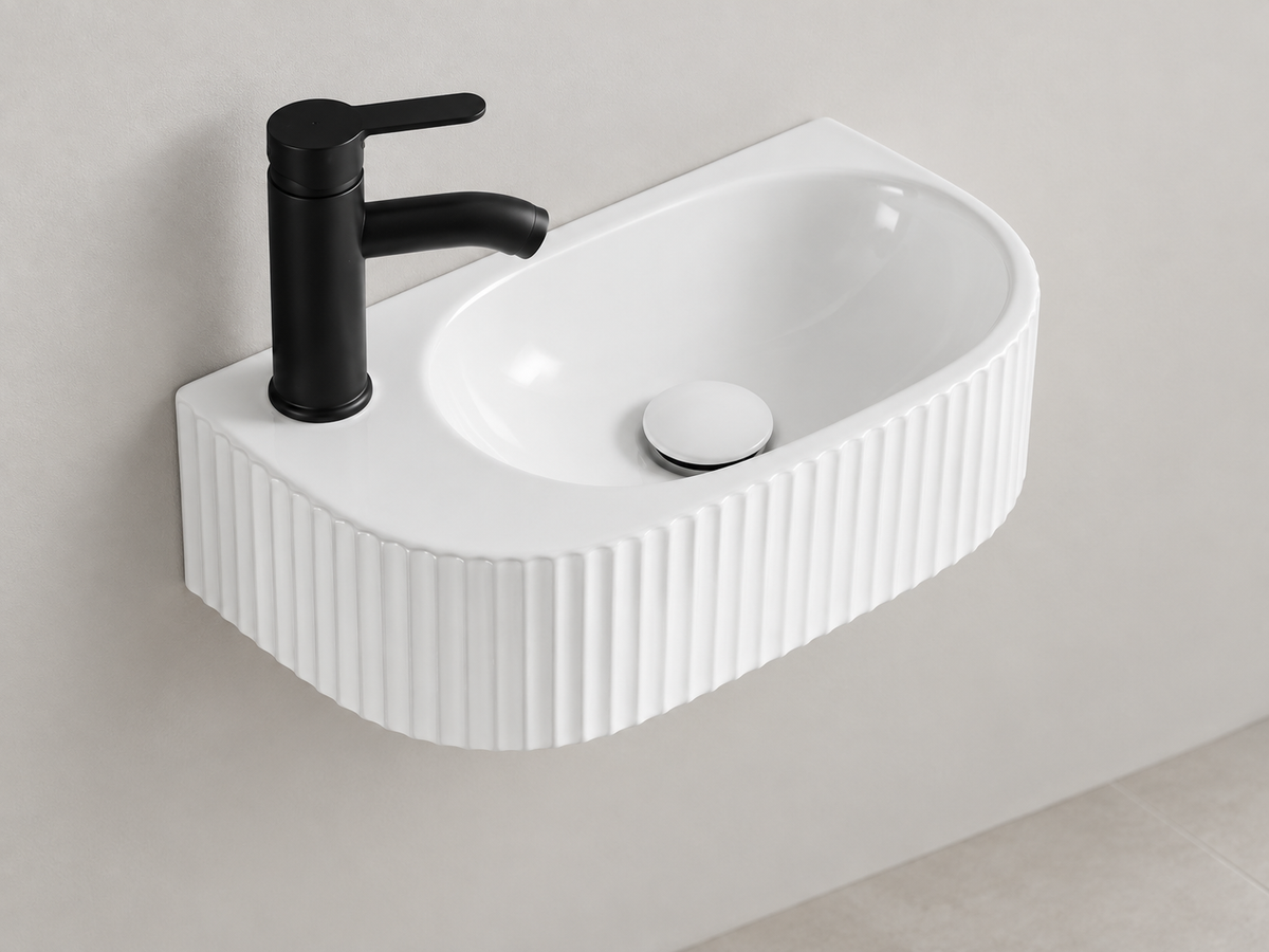 SANIKB SHY-3128R white wall-mounted ceramic basin
