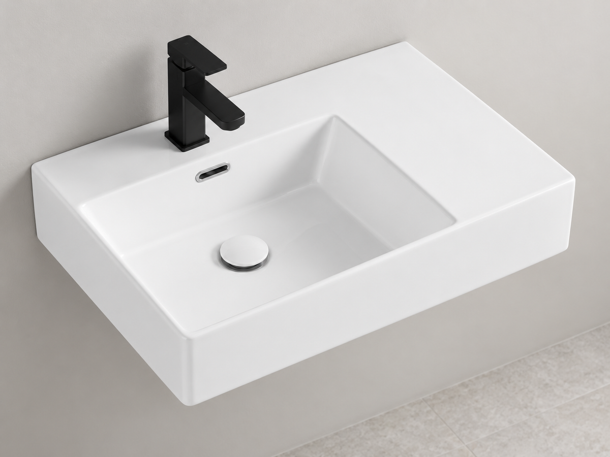 SANIKB SHY-3130AL white wall-mounted ceramic basin