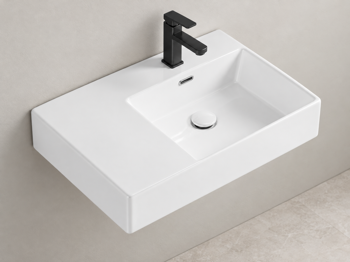 SANIKB SHY-3130AR white wall-mounted ceramic basin