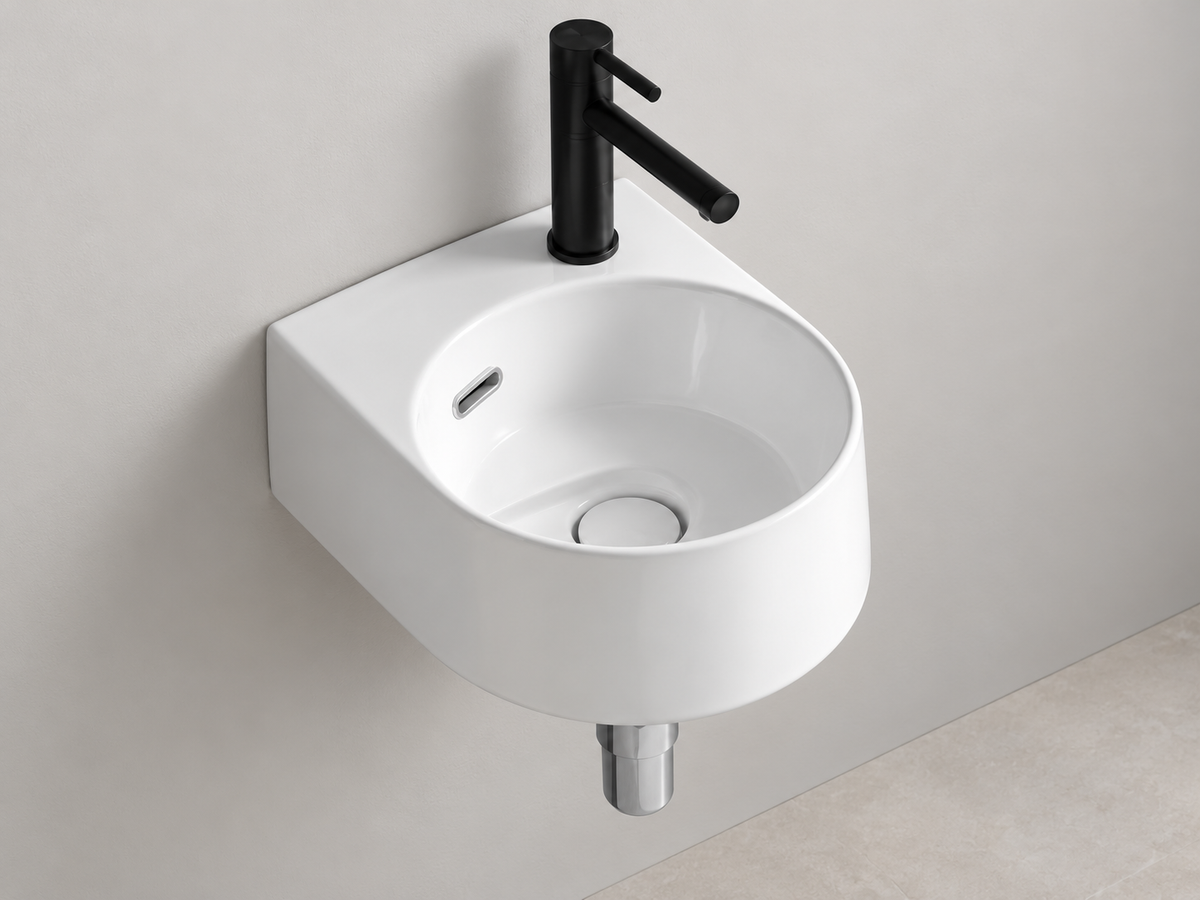 SANIKB SHY-3135 white wall-mounted ceramic basin