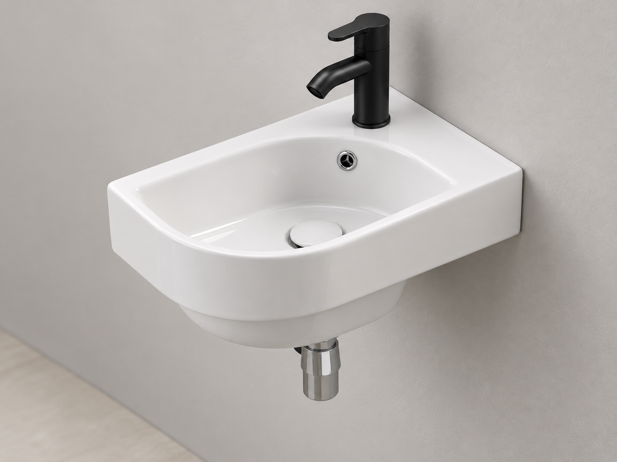 SANIKB SHY-3141L white wall-mounted ceramic basin