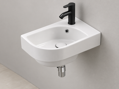 SANIKB SHY-3141L white wall-mounted ceramic basin