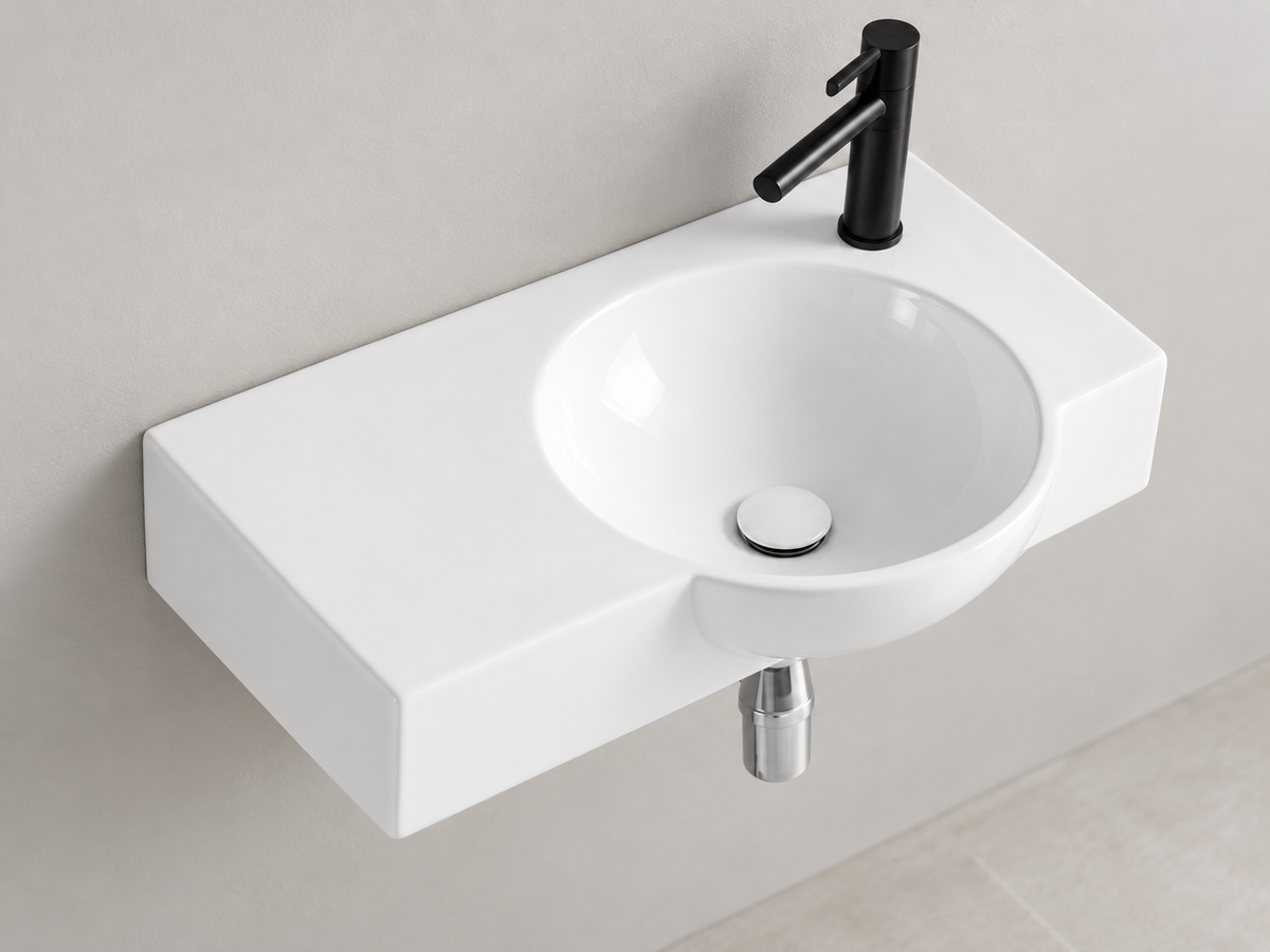 SANIKB SHY-454-65R white wall-mounted ceramic basin