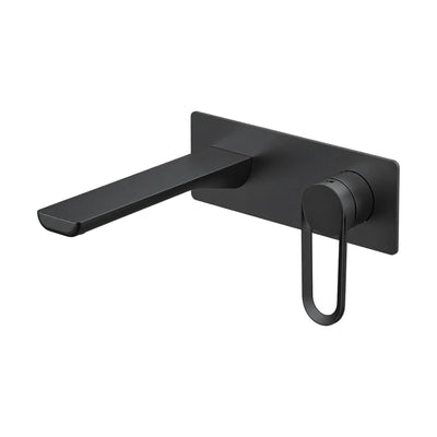 Matte Black — Wall mount faucet with thin blade spout and open-loop lever in brushed gold, gun metal grey, chrome, black — SANIKB DL-01 429-BK
