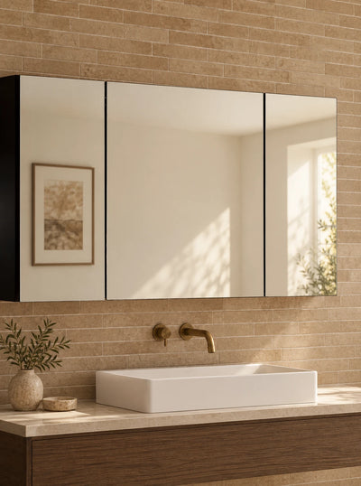 Wide Split Door LED Mirror Cabinet — full product view; KS-4007