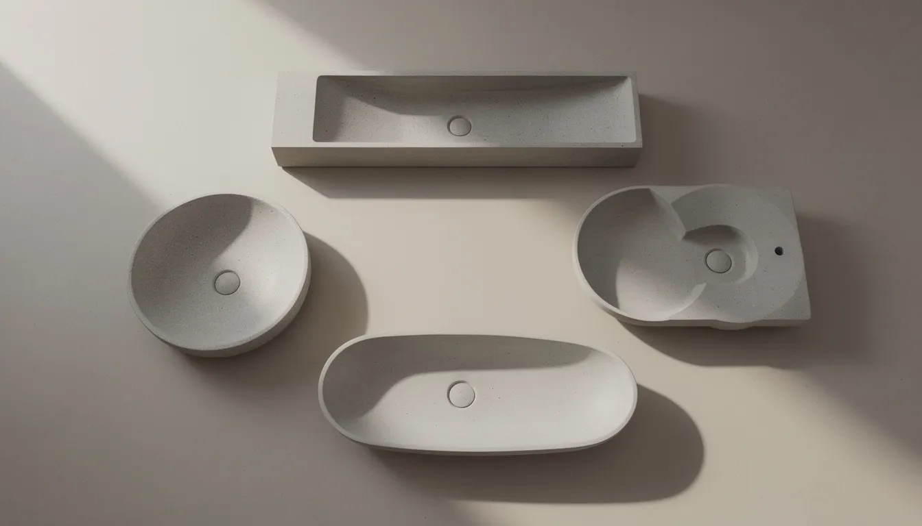Concrete bathroom sink illustrating the concrete material