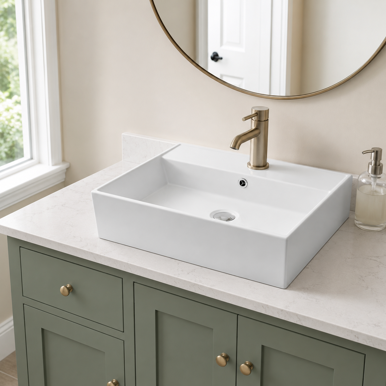 SANIKB SN114-115 23-inch rectangular ceramic vessel sink