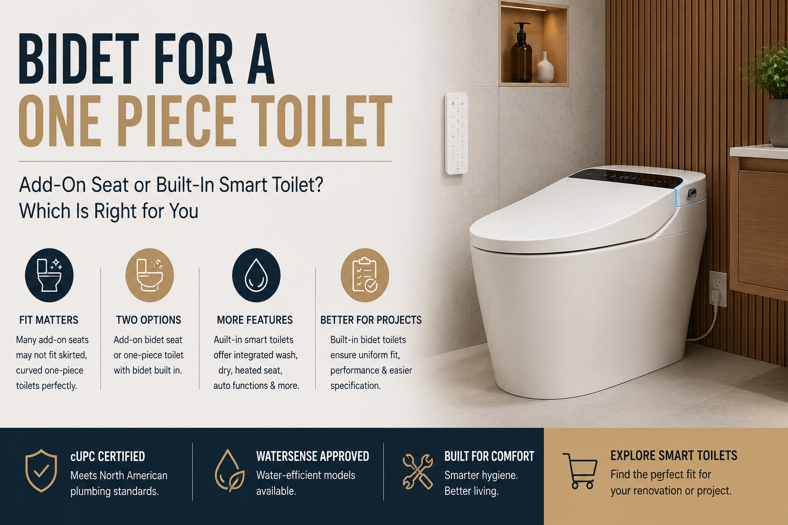 Add-on bidet seat and integrated smart toilet comparison
