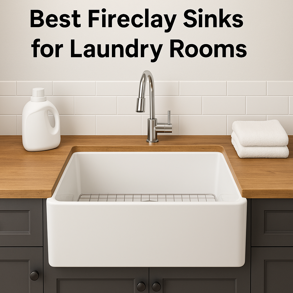 Deep fireclay utility sink for laundry rooms