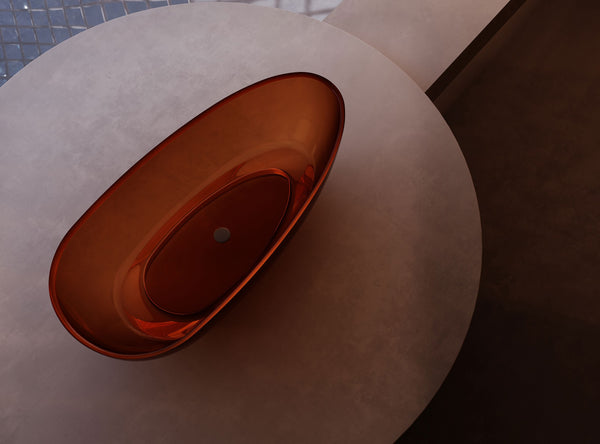 Amber Oval Transparent Bathtub with Rounded Bowl