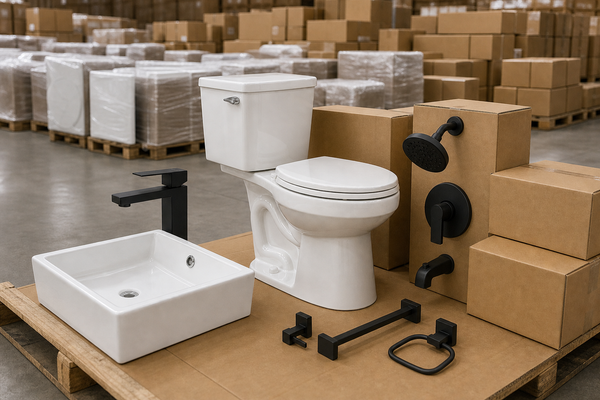 SANIKB apartment fixture bundle with FYF-01075 faucet, sink, toilet and shower trim