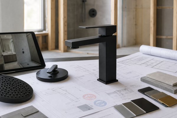 SANIKB FYF-01075 faucet reviewed with fixture drawings and finish samples