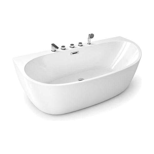 SANIKB FT028 oval back-to-wall acrylic bathtub, one of the models published at 35 pcs per 40HQ container