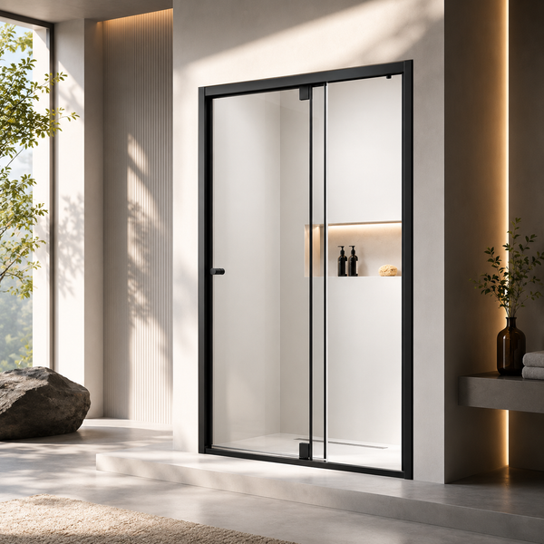 SANIKB P-11 aluminum-framed double sliding shower door