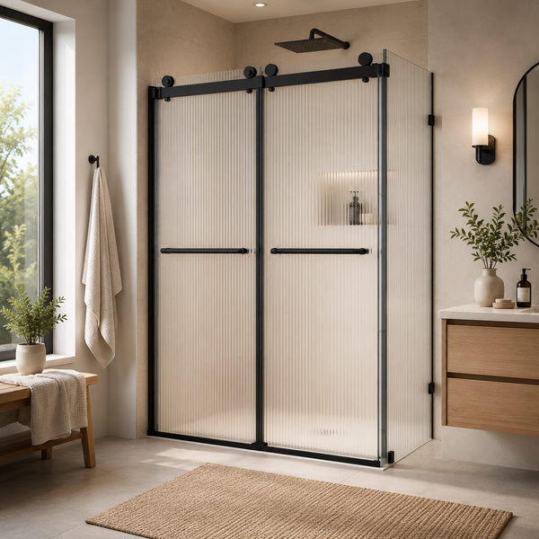 SANIKB SN-R21 fluted-glass sliding shower door
