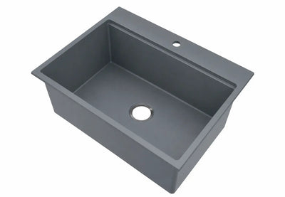 White quartz composite drop-in kitchen sink — SANIKB SN6459