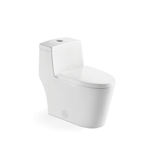 Ceramic one-piece toilet with dual-flush button and elongated bowl — SANIKB 2217