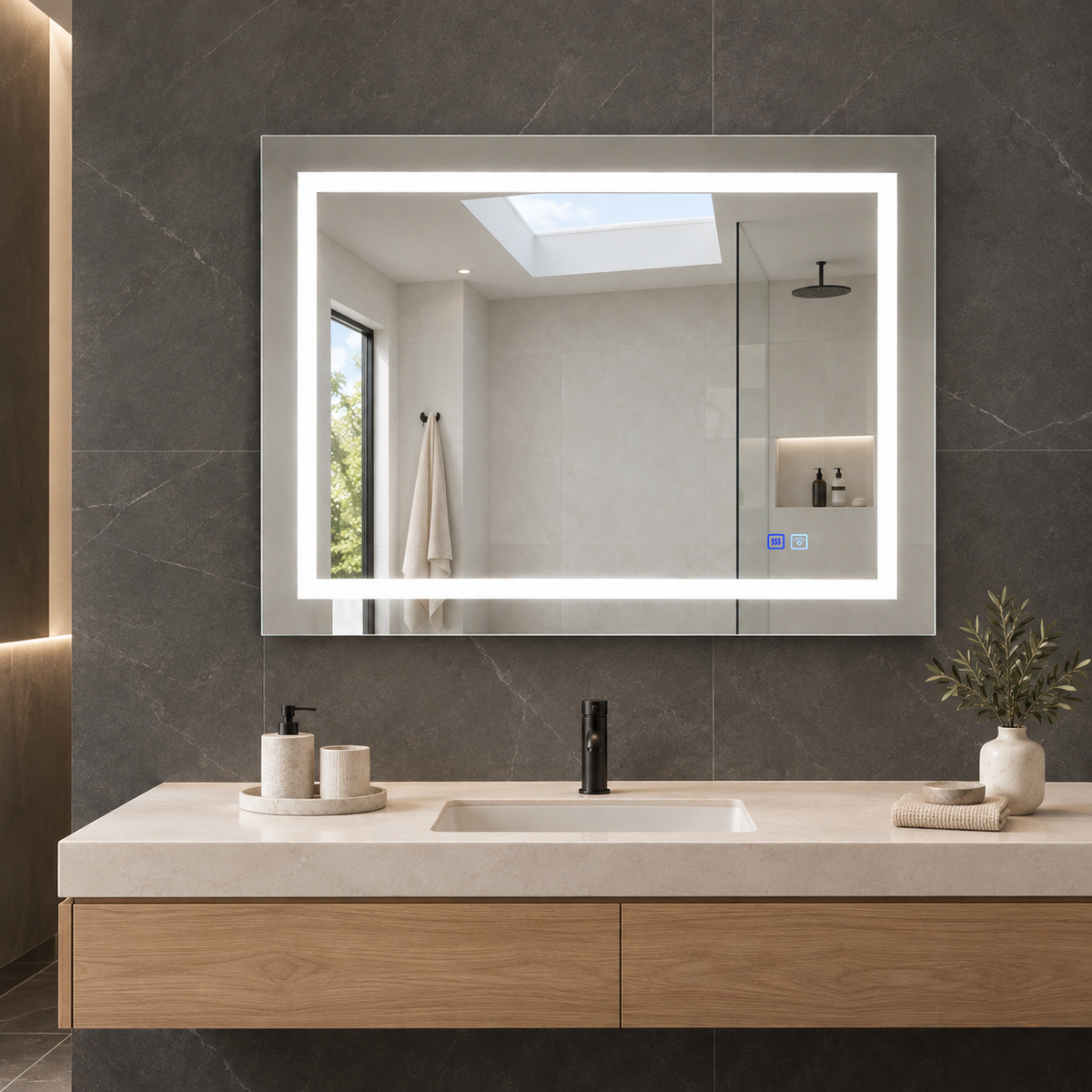 SANIKB CLP-2432D LED mirror in an alternate bathroom scene