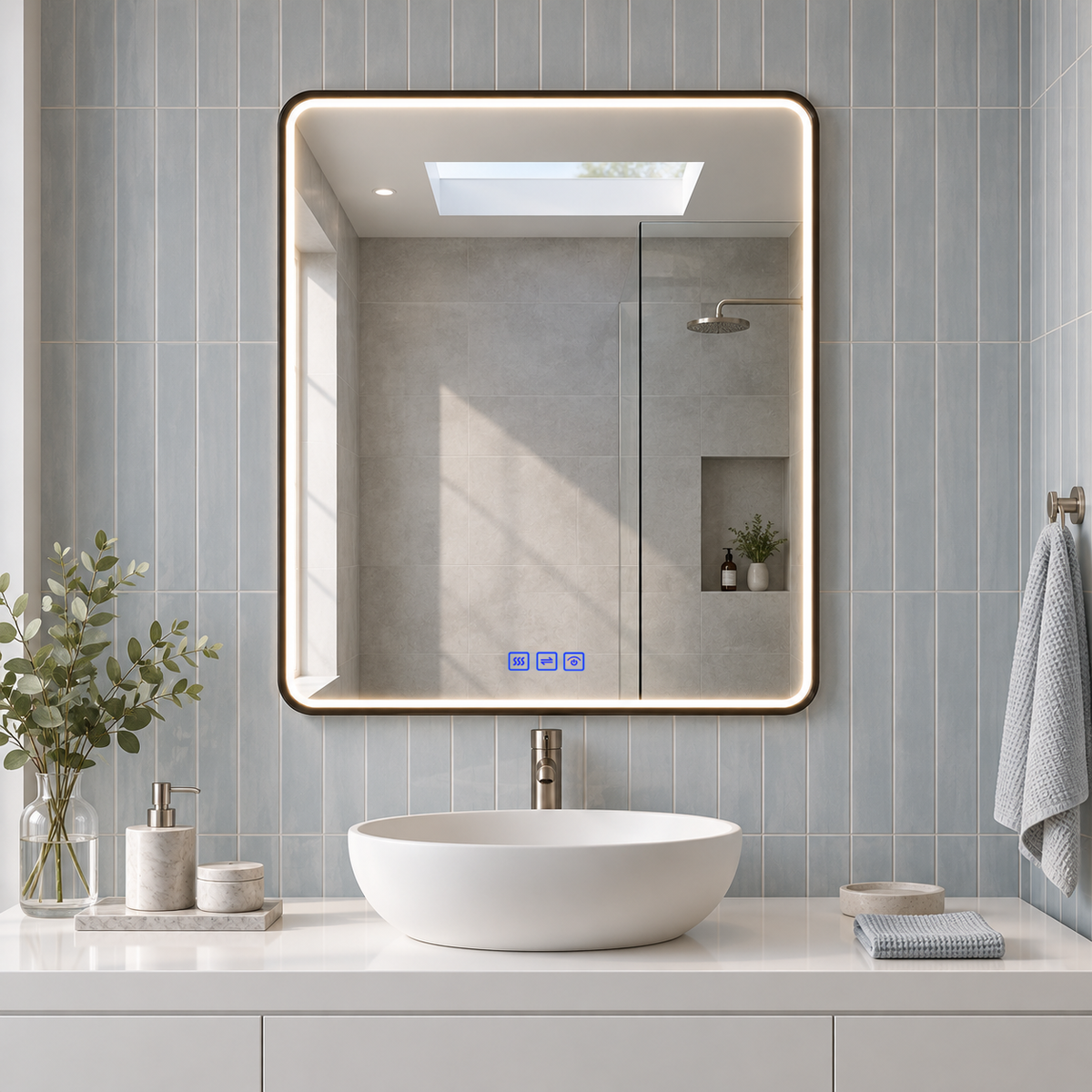 SANIKB CLP-2436C LED mirror in an alternate bathroom scene