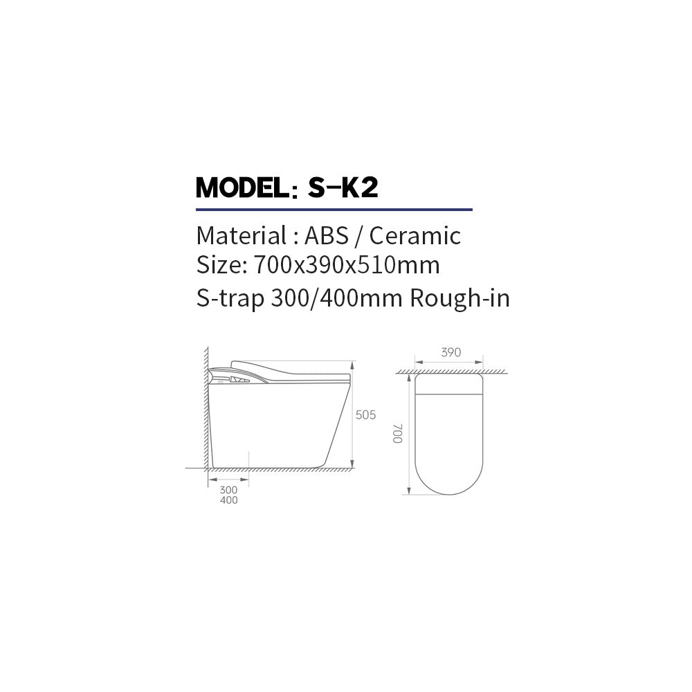 Voice Control Smart Toilet with Bidet Wash - Model K2