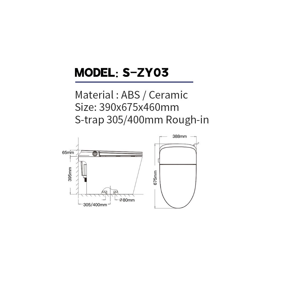 Automatic Flush Smart Toilet with Remote Control - Model ZY03