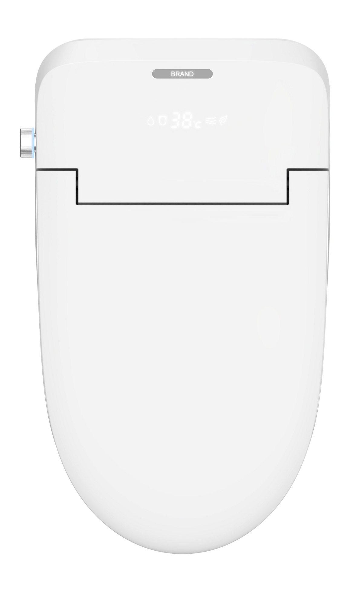 ZY07 smart bidet toilet top view with side knob and private label logo area
