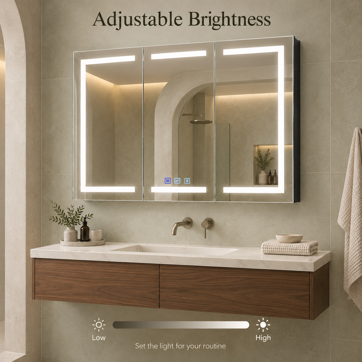SANIKB KSJG-4028 LED mirror cabinet with adjustable brightness