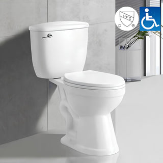 Floor-mounted two-piece toilet, glossy white vitreous china — SANIKB ST-3430