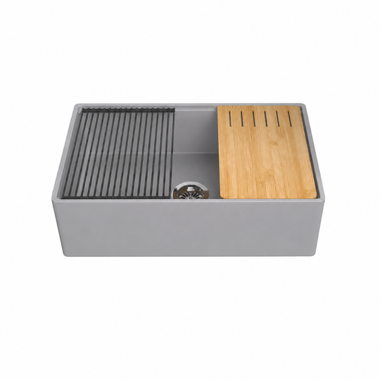 33 Inch Farmhouse Laundry Sink Freestanding – Drop In Apron Front Sink | SANIKB SN100W3320